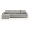 Apollo Fabric Sectional Sofa (Colour : Vapour Grey, Cushion : Soft, Back Type : Regular, Seating Capacity : Left Aligned 3 Seater + Left Aligned Chaise + Ottoman)