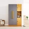 Hexa Red Wooden 4 Door Wardrobe with Hanging Space in Giant Wood and Slate Grey Colour