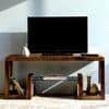 Allen Sheesham Wood Minimalist Tv Entertainment Unit For Tv Upto 55 Inch In Provisional Teak Finish