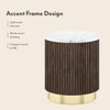 Aurora Round White Marble and Solid Wood Side Table in Java Walnut finish