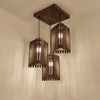 Trikona Brown Solid Wood Cluster Hanging Light