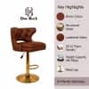 Doe Buck Verona Faux Leather Adjustable Bar Stool in Brown Colour with Gold Base