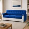 Enzo 3 Seater Sofa In Fabric White & Blue Color