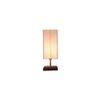 Eloise Grey cotton table lamp with Square Brown Wood Base