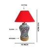 Devansh Conical  Red Cotton Shade  Lamp With  Wood & Mosaicglass Base For Decoration /Office/Home/Gifting/Study For Decoration /Office/Home/Gifting/Study -(10X10X14.5) Inches -