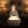 White Fiber Glass Hexa Lotus Buddha Indoor Water Fountain
