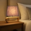 Devansh Grey Cotton Table Lamp With  Wood Natural Base -7