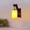 Devansh Solid Wood Electric Wall Light in Brown Colour with Yellow Shade Count of 1 Light