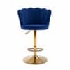 Doe Buck Luxury Blue Velvet Adjustable Bar Stool Chair with Gold Hydraulic Base