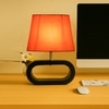 Devansh Orange Cotton Table Lamp With  Wood Black Base -5