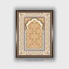 Beige Blue Mughal Floral Printed Framed Canvas Wall Canvas Wall Prints Set of 1 Multicolor Matte