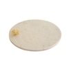 Marble Platter Plain White Round With Gold Foil Work Metal Flower Embedded