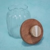 Ireka Homes Ripple Glass Canister with Airtight Wooden Lid – Food Storage (4 x 5.5 in)