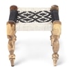 Riaza Solid Wood Maachi Stool in Black & White Canning