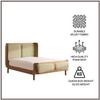 Valerio Duo-Panel Luxe Queen Size Bed in Green colour Velvet with Oak wood Frame
