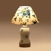 Devansh Conical Multi Cotton Shade Lamp With Wood & Mosaic Glass Base For Decoration/Office/Home/Gifting/Study For Decoration/Office/Home/Gifting/Study -(10X10X14.5) Inches -A