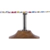 Laura Multicolour Fabric Shade Table Lamp with Natural Wooden Base
