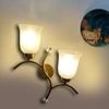 Devansh Metal Electric Wall Light in Gold Colour with White Shade Count of 2 Lights