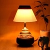 Table Lamp Black Earthen Handcrafted with White Shade (9.5x6")