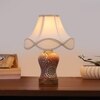 Devansh Off-White Vintage  Cotton Shade Lamp With Wood & Mosaic Glass Base For Decoration/Office/Home/Gifting/Study For Decoration/Office/Home/Gifting/Study