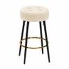 Doe Buck Tufted Counter Height Bar Stool in Beige Colour with Gold Footrest