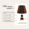 ELARE Jute Shade Table Lamp, Night Lamp with Wood Base