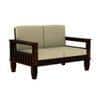 Madhavi 2 Seater Wooden Sofa (Creame Colour, Walnut Finish)