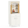 BLUEWUD Sharnam Mandir, Big Size Temple for Home with Storage Cabinet, Pooja Stand, Mandir with Doors, Drawer & Golden Curtain, Floor Standing Puja Room Altar for Living Room (DIY - White)