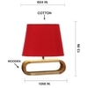 Devansh Red Cotton Table Lamp With  Wood Natural Base -4