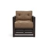 Raymond 1 Seater Wooden Sofa in American Walnut Finish & Safari Brown Colour