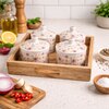 Ceramic Floral Jars with Lids and Wooden Tray Pink Floral Pattern Set of 4 Handcrafted