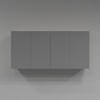 4 Door Mirror Glossy Triple Layered Uv Resistant Handless Cabinet In Grey Finish