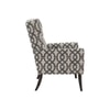 Joan Printed Infinity Grid Fabric Wing Chair in White Colour