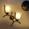 Devansh Metal Electric Wall Light in Gold Colour with White Shade Count of 2 Lights
