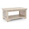 Anokhi Rectangular Solid Wood Coffee Table In Rustic White Finish