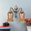 Devansh Metal Electric Wall Light in Antique gold Colour with Lavender Shade Count of 2 Lights