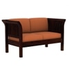 Haveli 3+2 Seater Wooden Sofa (Orange Colour, Walnut Finish)