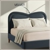 Elaris Curve Comfort Queen Size Bed in velvet With Engineer Wood Frame & Hydraulic Storage