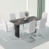 Rosen 6 Seater Ceramic Dining Table With 6 Seneca Dining Chairs (Finish : Black, Chair Colour : White)