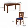 Globally Indian Ananta Solid Sheesham Wood 6 Seater Dining Table Set 6 Chairs Navy Blue