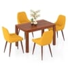 Atlas Solid Wood 4 Seater Dining Table With 4 Rickman Lounge Chairs (Finish : Honey, Chair Colour : Matty Yellow)