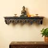 Multishade Colour Solid Wood Handcarved Vistara Floating Wall Shelf with distres finish by DisooFashions