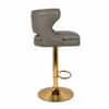 Doe Buck Verona Faux Leather Adjustable Bar Stool in Grey Colour with Gold Base