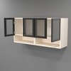 Aluminium Black Profile 4 Fluted Glass Handless Shutter With Space Organizer In Highland Pine Finish