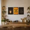 The Castle Decor Chai Coffee Kitchen Wall Art Set of 3 8x12 Inch
