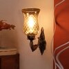 Devansh Metal Electric Wall Light in Antique gold Colour with Lavender Shade Count of 1 Light
