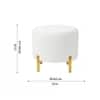 Doe Buck Premium Boucle Round Ottoman in Matte White Colour with Polished Gold Legs