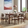 Dane Solid Wood Dining Table 6 Seater with 6 Oille Solid Wood Dining Chairs (Finish: Honey, Colour: Oyester Beige)