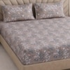 Taupe Floralcotton400 Tcfitted  Super King Size Bedsheet With 2 Pillow Covers