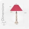 Hatton hand crafted Solid wood distress white finish table lamp With Maroon Cotton Shade